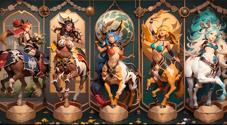 In the beautiful illustration of this super-grand scene，The ultra-distant lens shows us（Over eight separate and distinctive centaur characters：9.9），They all have their own characteristics，Vivid and interesting。Radiant from the heavens（Angelic centaurs：6.6）...