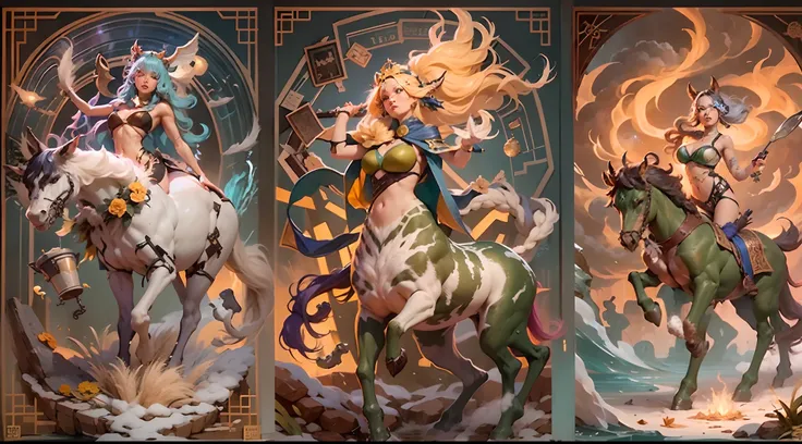 In the beautiful illustration of this super-grand scene，The ultra-distant lens shows us（Over eight separate and distinctive centaur characters：9.9），They all have their own characteristics，Vivid and interesting。Radiant from the heavens（Angelic centaurs：6.6）...