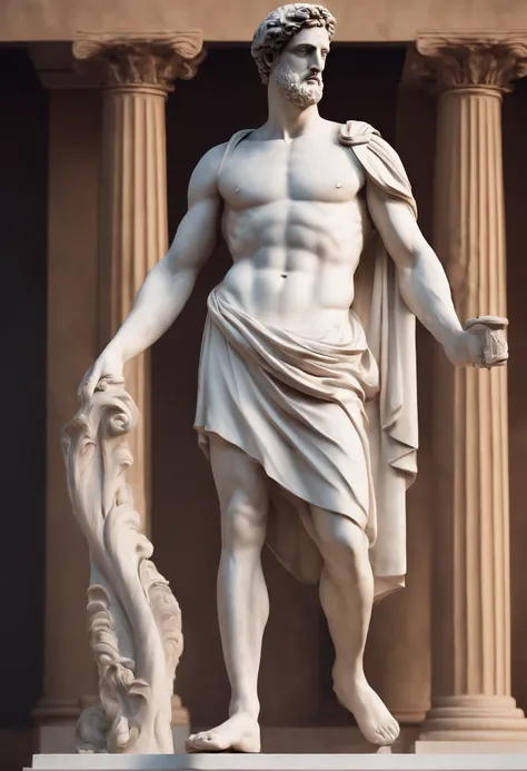 Create a Greek statue in 8K resolution that represents the stoic virtue of courage