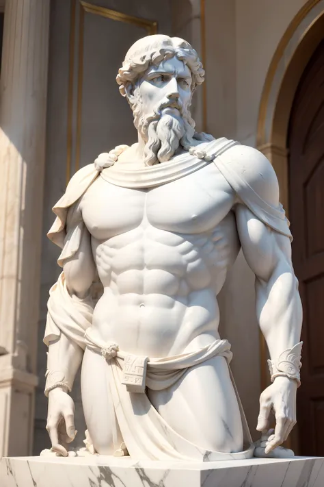 A realistic Greek white marble statue of Marcus Aurelius