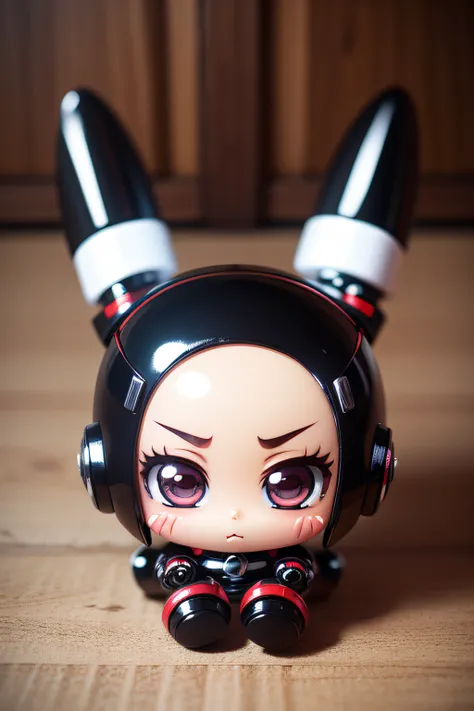 super deformed chibi small cartoon Robot woman fetish latex bondage