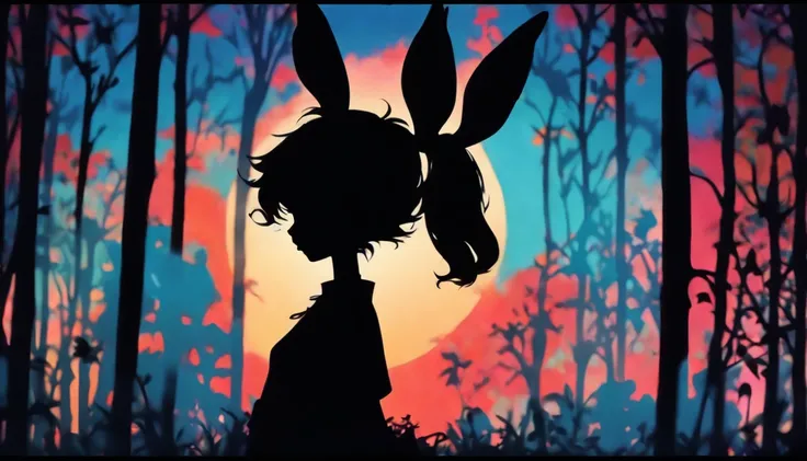 (Silhouette Art,cutouts:1.6)
(((Paper cutting art,A world where only black exists:1.3)

(Cowboy Shot),1 girl,Solo,
(Rabbit-eared girl,profile:1.2),white, Clear and beautiful face,15 Nights、lapin、Mochi

break
(Light blue moon)
Textured glass background,Arca...