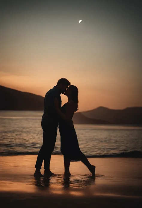 a man and woman kissing in the ocean under a starr sky, a picture by Jan Konůpek, pexels, romanticism, romantic couple, dreamy and romantic, couple kissing, kissing together, kissing each other, absolutely outstanding image, lovely kiss, nighttime, at nigh...