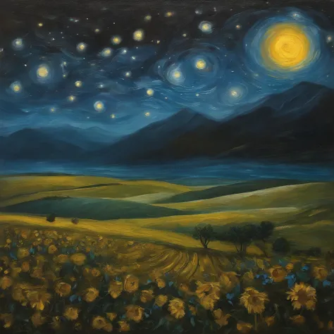 Coarse brushstrokes and wet paint，Fibonacci，the golden ratio，Melted wax，Visible brush strokes，oil on the canvas，Thick brushstrokes，insanely details，8K  UHD，ultra-realistic realism，Van Gogh Starry Sky