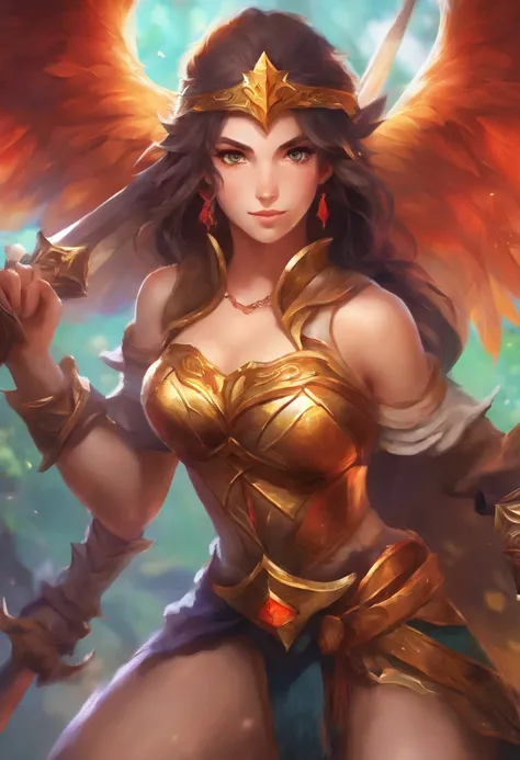 (best quality,4k,8k,highres,masterpiece:1.2),ultra-detailed,(realistic,photorealistic,photo-realistic:1.37),anime style, RPG, phoenix reborn, fierce female warrior, valkyrie, vibrant colors, dramatic lighting