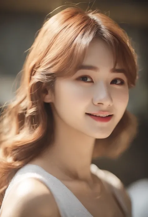 4k, High Resolution, Masterpiece, Best Quality, (Korean K-pop Idol), Face Highlighting, Pure, Girly, Flushing, 18-year-old smiling female classmate, Pure, Innocent, (Cinema Lighting), Clavicle, Morning, Soft Light, Dynamic Angle, [: (detailed face:1.2):0.2...