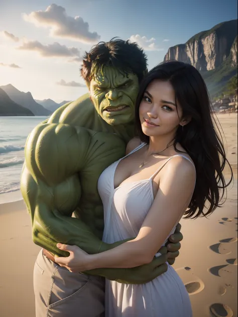 ((("Photorealistic hulk and Wife on Vacation")))
Subject: A captivating photorealistic photograph capturing hulk and his wife enjoying a vacation together in a picturesque setting.
Type of Image: Photorealistic photograph.
Art Styles: Realism, Romantic.
Ar...