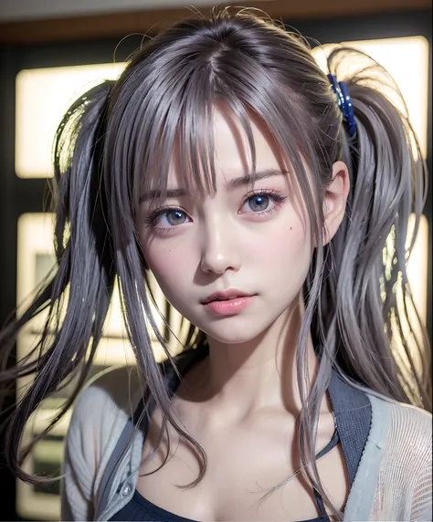 top-quality、8K Masterpiece、超A high resolution、(Photorealsitic:1.3)、Raw photo、女の子1人、silver white hair、poneyTail、glowy skin、1 super beautiful college girl、((super realistic details))、portlate、globalillumination、Shadow、octan render、8K、ultrasharp、highly intric...