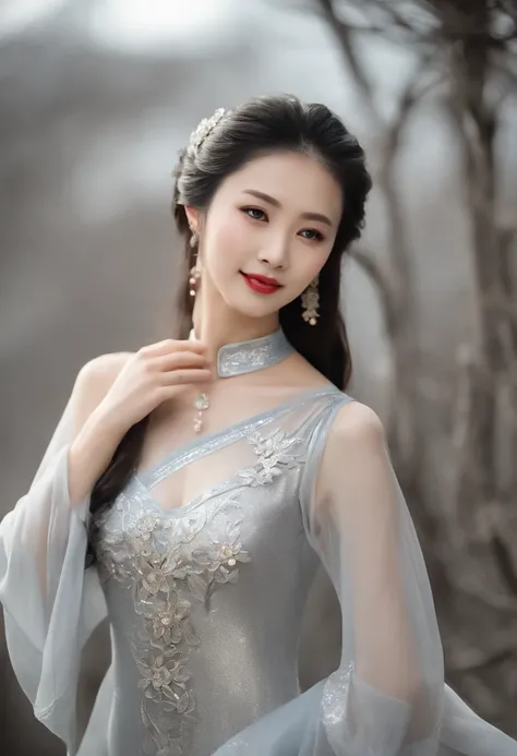 (A beautiful model who plays Diao Can in a Chinese epic drama, Beautiful long hair), Solo, ((The face is 80% Beauty and elegance, 20% prettyandcute:1.5)), (Her roots are in Eastern Europe and Asia), Clear eyes, (Detailed eyes, Light brown eyes, Bright pupi...