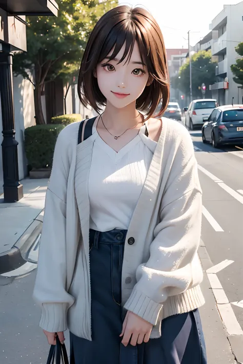 Create an image of a girl similar to Yui Araki. Pay special attention to the atmosphere around the eyes and the style of the hair, And draw a person with a similar impression to her. Also, Incorporate a bright smile or elegant expression similar to hers. Y...