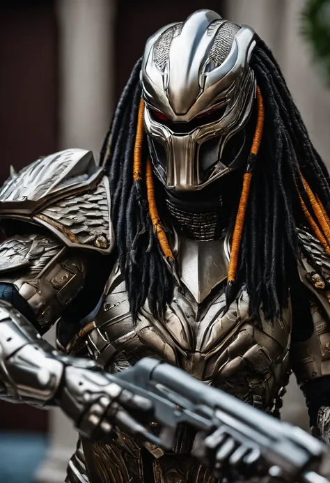 Predator，full bodyesbian，Silver high-tech armor