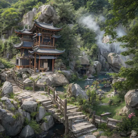 32K（tmasterpiece，k hd，hyper HD，32K）snowy peak(mont)Treasure Trove(kiosk)Close to Lam Tin(Village)，
Deadwood(Hut)Three blankets(big hall)A hole in the sky(Boulders)。
Half Ridge(kiosk)City of Flowers(kiosk)Wordless stones(stone monument)，
Wan Song(Close)snow...