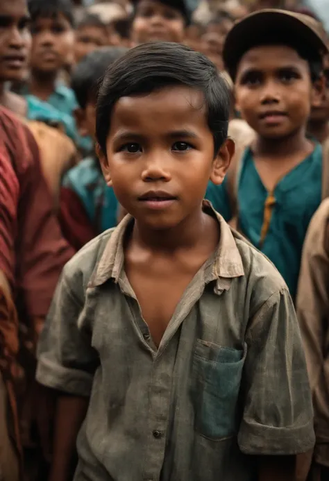 A young Indonesian boy is speaking in front of a crowd, HD quality, High resolution, lots of people watching