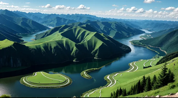 Green water and green mountains