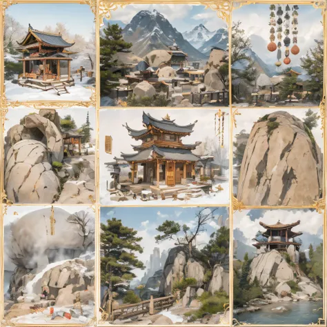 snowy peak(mont)Treasure House(kiosk)Near Lantian(village)，
Deadwood(hut)Three blankets(hali)One hole in the sky(boulders)。
Half Ridge(kiosk)Huacheng(kiosk)Wordless stone(stele)，
Wan Song(close)Snow Peak(pathway)There is dragon sleep(fang)。
Manjusri(tw)Anc...