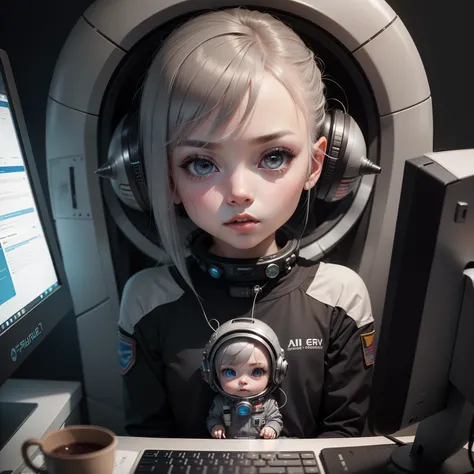 Cute Baby Chibi Anime、Realistic Aliens, Ultra Detailed Aliens, portrait of a humanoid alien, Aliens working on computers, Alien Art, Art Alien, Portrait of a gray alien, Alien Look, Gray aliens, Gray aliens, Gray aliens, Surreal sci-fi reality, Evil alien ...