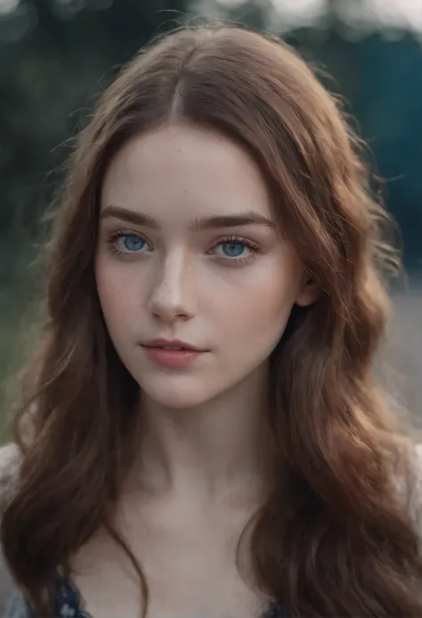 a teen girl with Russian features, white skin with freckles on her face, black and wavy hair. with deep blue eyes.,8k.full body  (Super realista) (cinematografico) (8k)