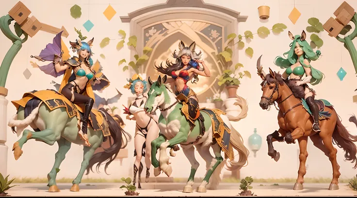 In the beautiful illustration of this super-grand scene，The ultra-distant lens shows us（Over eight separate and distinctive centaur characters：9.9），They all have their own characteristics，Vivid and interesting。Radiant from the heavens（Angelic centaurs：6.6）...