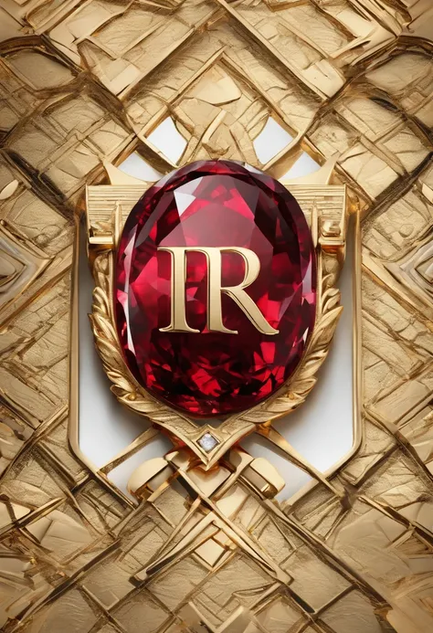 ((Best quality)), ((masterpiece)), (detailed:1.4), a gorgeous red ruby stone with golden letters "RS" engraved, logotype style