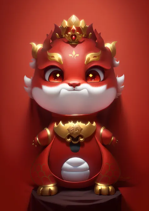 A caricature of a red dragon with a golden crown on his head, cute little dragon, as an anthropomorphic dragon, inspired by Park Hua, drak, Furry Chinese dragon, anthropomorphic dragon, dragon-shaped human, inspired by Gong Xian, inspired by Li Mei-shu, ad...