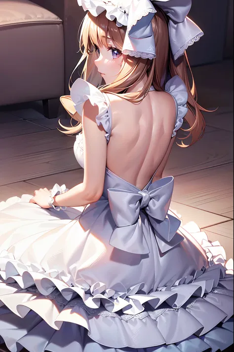 (Masterpiece:1.2), Best quality, A high resolution, Original, (Extremely detailed:1.2), Ultra-detailed, the wallpaper, Perfect lighting,(Extremely detailed CG:1.2), 8K, 1girll, Solo, double tails,  (White Lolita stylish:1.2), The dress has a large bow on t...