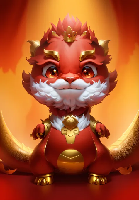 A caricature of a red dragon with a golden crown on his head, cute little dragon, as an anthropomorphic dragon, inspired by Park Hua, drak, Furry Chinese dragon, anthropomorphic dragon, dragon-shaped human, inspired by Gong Xian, inspired by Li Mei-shu, ad...