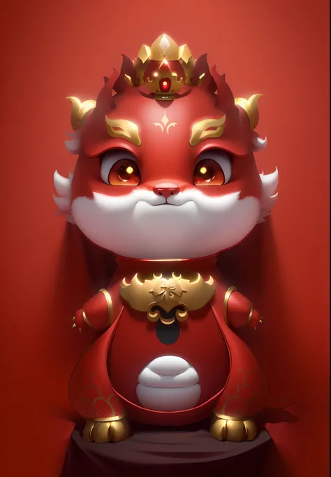 A caricature of a red dragon with a golden crown on his head, cute little dragon, as an anthropomorphic dragon, inspired by Park Hua, drak, Furry Chinese dragon, anthropomorphic dragon, dragon-shaped human, inspired by Gong Xian, inspired by Li Mei-shu, ad...