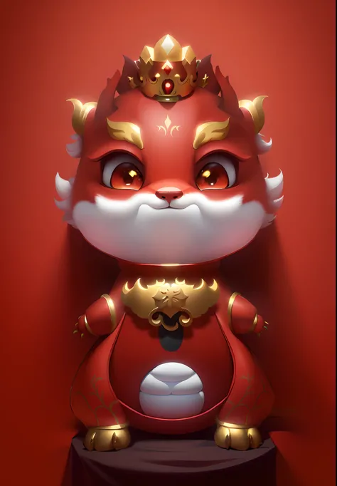 A caricature of a red dragon with a golden crown on his head, cute little dragon, as an anthropomorphic dragon, inspired by Park Hua, drak, Furry Chinese dragon, anthropomorphic dragon, dragon-shaped human, inspired by Gong Xian, inspired by Li Mei-shu, ad...