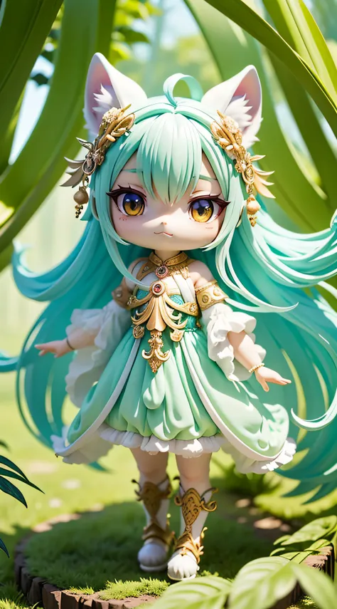 mythical creature, beast, fluffy, gradient color ((best quality)), ((masterpiece)), ( extreme detailed, highest detailed, official art, beautiful and aesthetic:1.2),  depth of field, composition FULL BODY, (CHIBI),, (beautiful and detailed eye:1.3), Long t...