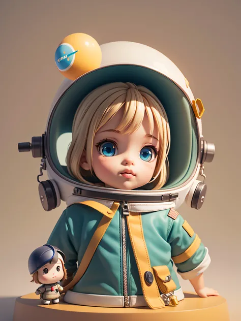 There is a little doll with helmet and helmet, cute 3d rendering, little astronaut looking up, portrait anime space cadet boy, cute 3d anime boy rendering, cute detailed digital art, male explorer mini cute boy, 3d rendering stylized, 3d rendered character...