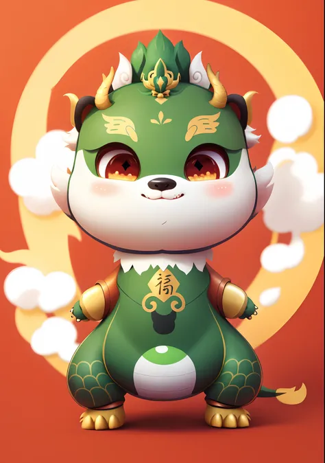 Fuse five line elements，Guochao Dragon combined with bronze image IP, cute little dragon, as an anthropomorphic dragon, inspired by Park Hua, drak, Furry Chinese dragon, anthropomorphic dragon, dragon-shaped human, inspired by Gong Xian, inspired by Li Mei...