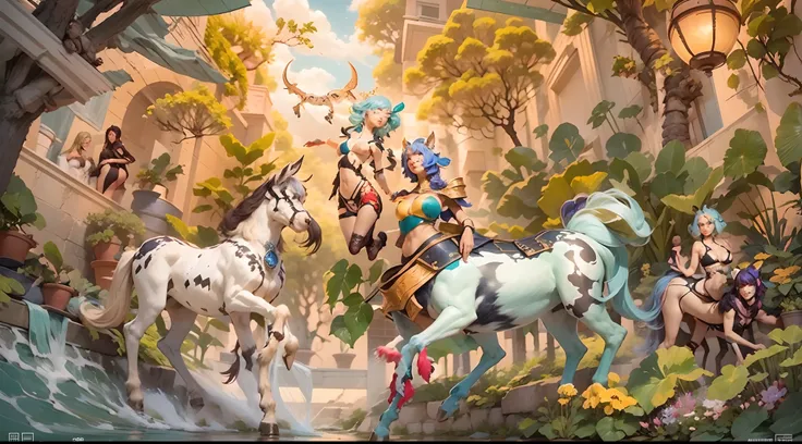 In the beautiful illustration of this super-grand scene，The ultra-distant lens shows us（Over eight separate and distinctive centaur characters：9.9），They all have their own characteristics，Vivid and interesting。Radiant from the heavens（Angelic centaurs：6.6）...