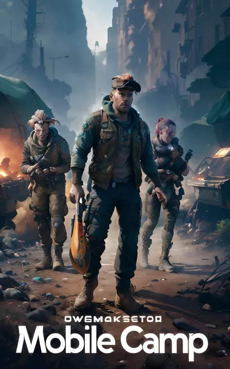 a poster for the video games mobile camp, character art the contra, key art, game key art, official artwork, stålenhag, promotional art, wojtek fus, smug look, 2020 video game screenshot, ( apocalyptic ) 8 k, promo art, album art, screenshot from game, pro...