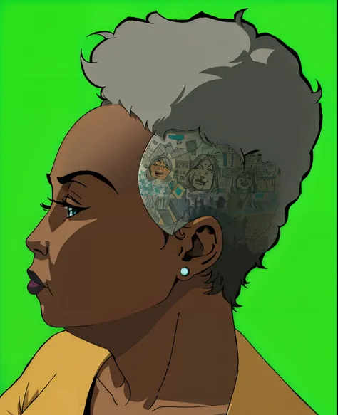 turn this face to cartoon style, black old woman, exactly similar to picture