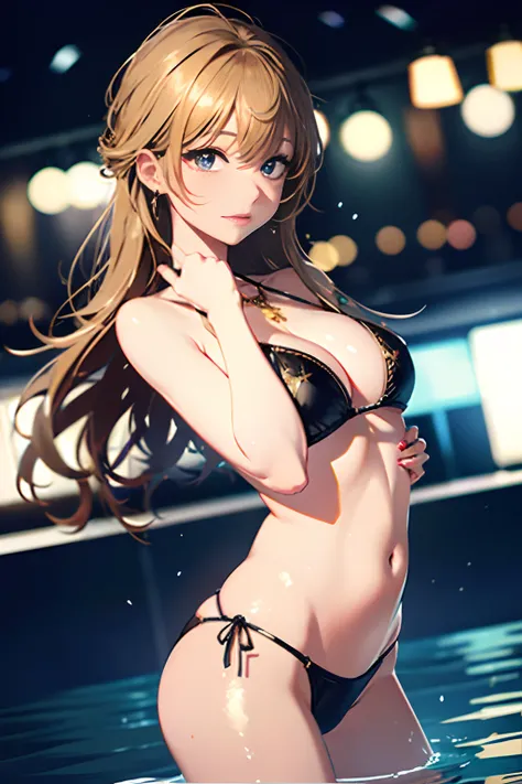 （8K、Raw photography、top-quality、​masterpiece：1.2）、（realisitic、Photorealsitic：1.37）、sankta。louis(luxurious wheels)(azur lane),1girl in,(K-pop idols),(Griariss of Love:1),hair adornments,portlate,(Reflective and shining micro bikini:1.1),a necklace,Pink glow...