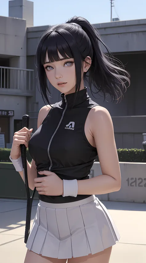 hinata\(boruto\), hinata from the anime naruto, light purple eyes, shoulder length hair, black hair, bangs, ponytail, beautiful,...