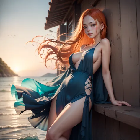 (masutepiece, Best Quality), ((1girl in, Solo, Long hair)), Ishmael_limbus, Innocent expression, Bare arms, Bare shoulders, barechested, toppless,watercolor paiting, sundress, liquid clothes, Water, vague, Water Dress, Blue_theme, Night, myst, Dark, Sharp ...