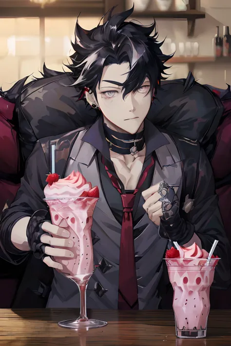 anime character with a drink and a drink in a glass, handsome guy in demon slayer art, badass anime 8 k, trigger anime artstyle, artwork in the style of guweiz, best anime 4k konachan wallpaper, digital art from danganronpa, inspired by Okumura Masanobu, d...