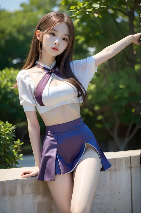 1 girl, full body view, kim chaewon as a sexy elf archer, kim chaewon in a fantasy city, kim chaewon is a petite young archer gi...