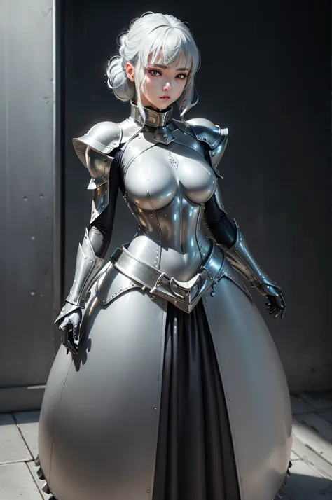 8KUHD、Silver Shiny Silver Full Body Rider Suit、Silver hair、Nostalgic beauty、Silver latex slider suit with hidden skin luster、１a person、Beautuful Women