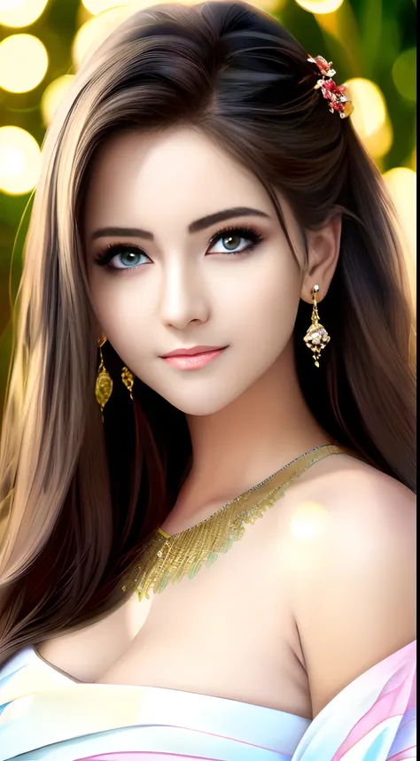 best qualtiy，tmasterpiece，A high resolution，1girll，Dingdall effect，realisticlying，edge lit，twotonelighting，（highdetailskin：1.2），8K  UHD，Pure，Sweet，Flower background，Colorful background，Based on physical rendering，Perfect light and shadow，extreme hight deta...