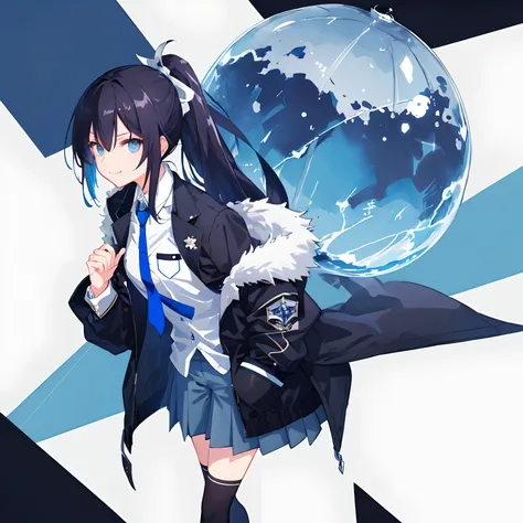 ((top-quality)), ((​masterpiece)), ((ultra-detailliert)), (extremely delicate and beautiful), girl with, 独奏, cold attitude,((Black jacket)),She is very(relax)with  the(Settled down)Looks,A dark-haired, depth of fields,evil smile,Bubble, under the water, Ai...