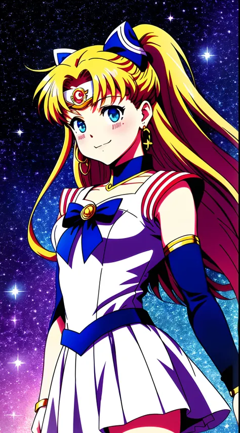 Super detailed portrait of Sailor Moon 1 girl smiling, Thor Thor，Color digital painting, Highly detailed, Digital painting, art  stations, Intricate, Sharp focus, Warm lighting, Attractive, High quality, Masterpiece, Award-winning art, A work of art by Yos...