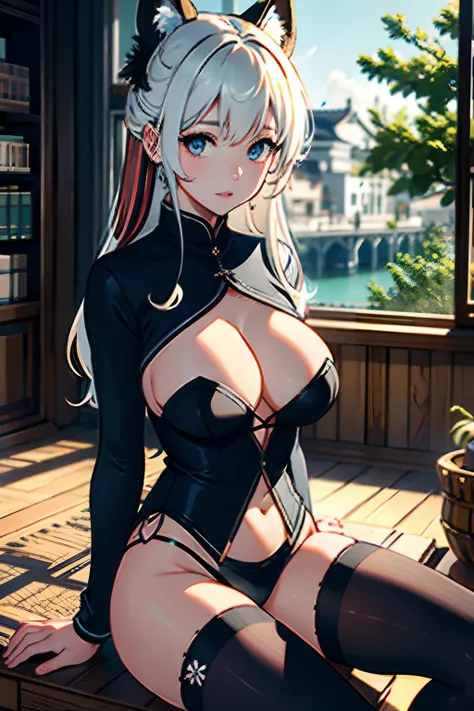 (the Extremely Detailed CG Unity 8K Wallpapers)、top-quality、独奏、1girl in、细致背景、beatiful detailed eyes、Bright pupils、(extremely delicate and beautiful)、(Beautiful and detailed eyes description)、ultra-detailliert、​masterpiece、))、Colossal tits、atlibrary、Sitting...