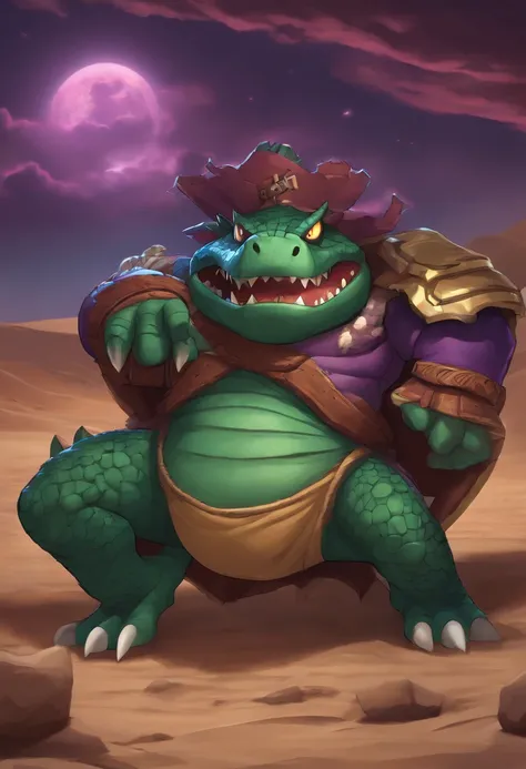 criar um papel de parede em FHD com meus personagens favoritos de animes: "Desert King" Sir Crocodile de ONE PIECE + Warbandit de MEDABOTS, Gengar de pokémon, Illaoi de League of Legends