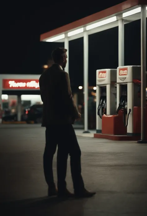 reporter interviewed man at a gas station