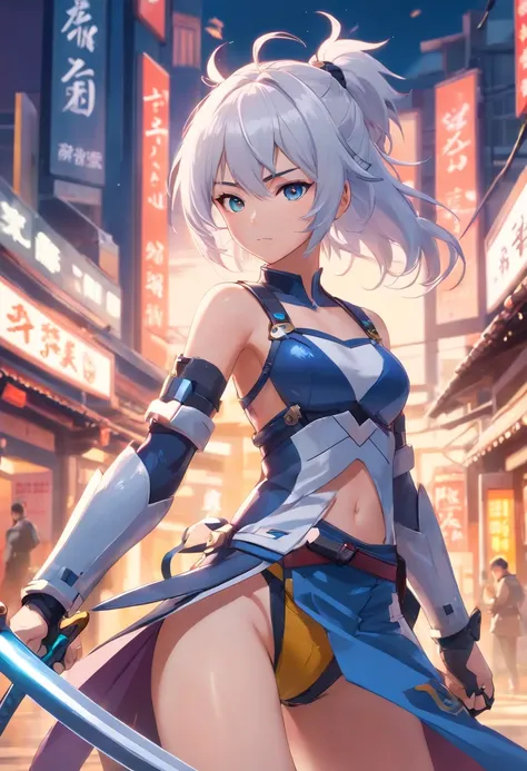 (masterpiece), best quality, perfect face, woman in a futuristic suit posing for a picture, female ninja, perfect hands, perfect fingers, perfect fit, perfect body, cyber japan style armor, cg artist, beautiful female, Kunoichi, game, honkai impact, cool a...