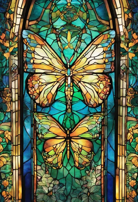 Butterfly wings，Light，glass，Blue-green