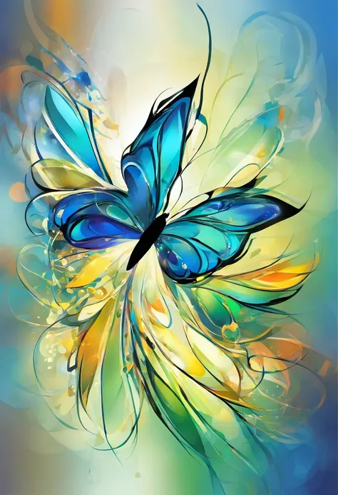 Butterfly wings，Light，glass，Blue-green