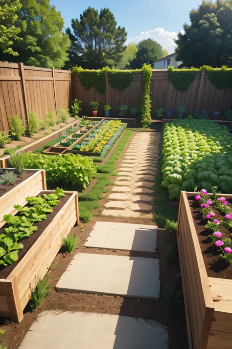 create a vegetable garden, ultra realistic